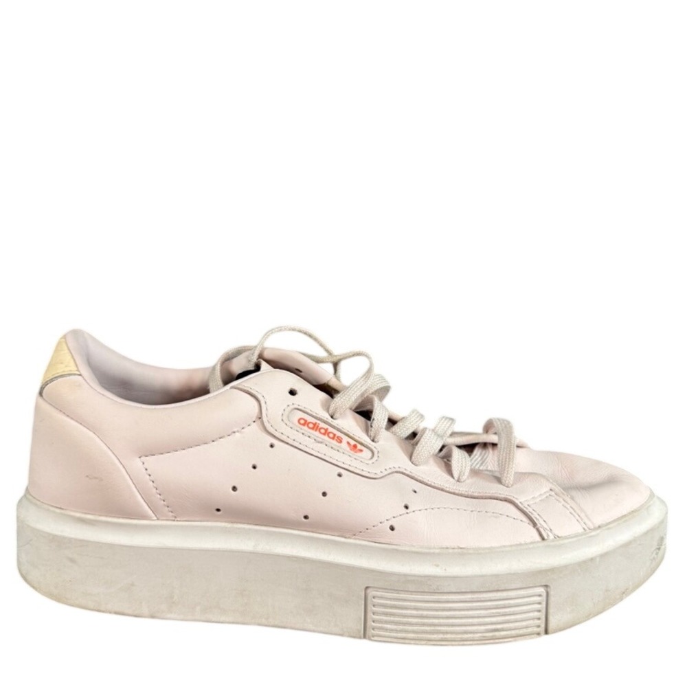 Adidas Sleek Super Platform Sneakers Pink Leather Snakeskin EF8858 Womens 9.5